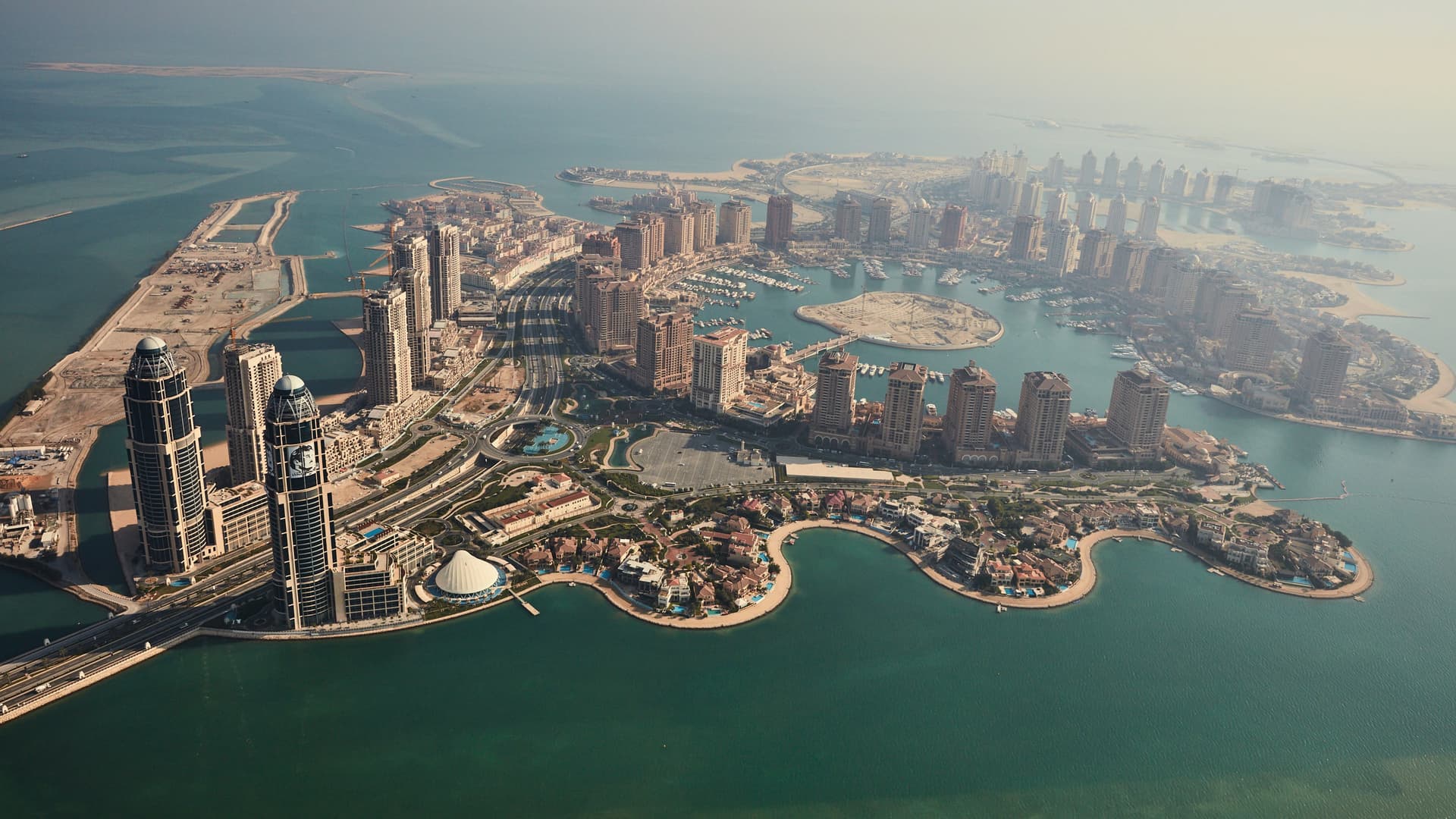 The West Bay business district of Doha at night